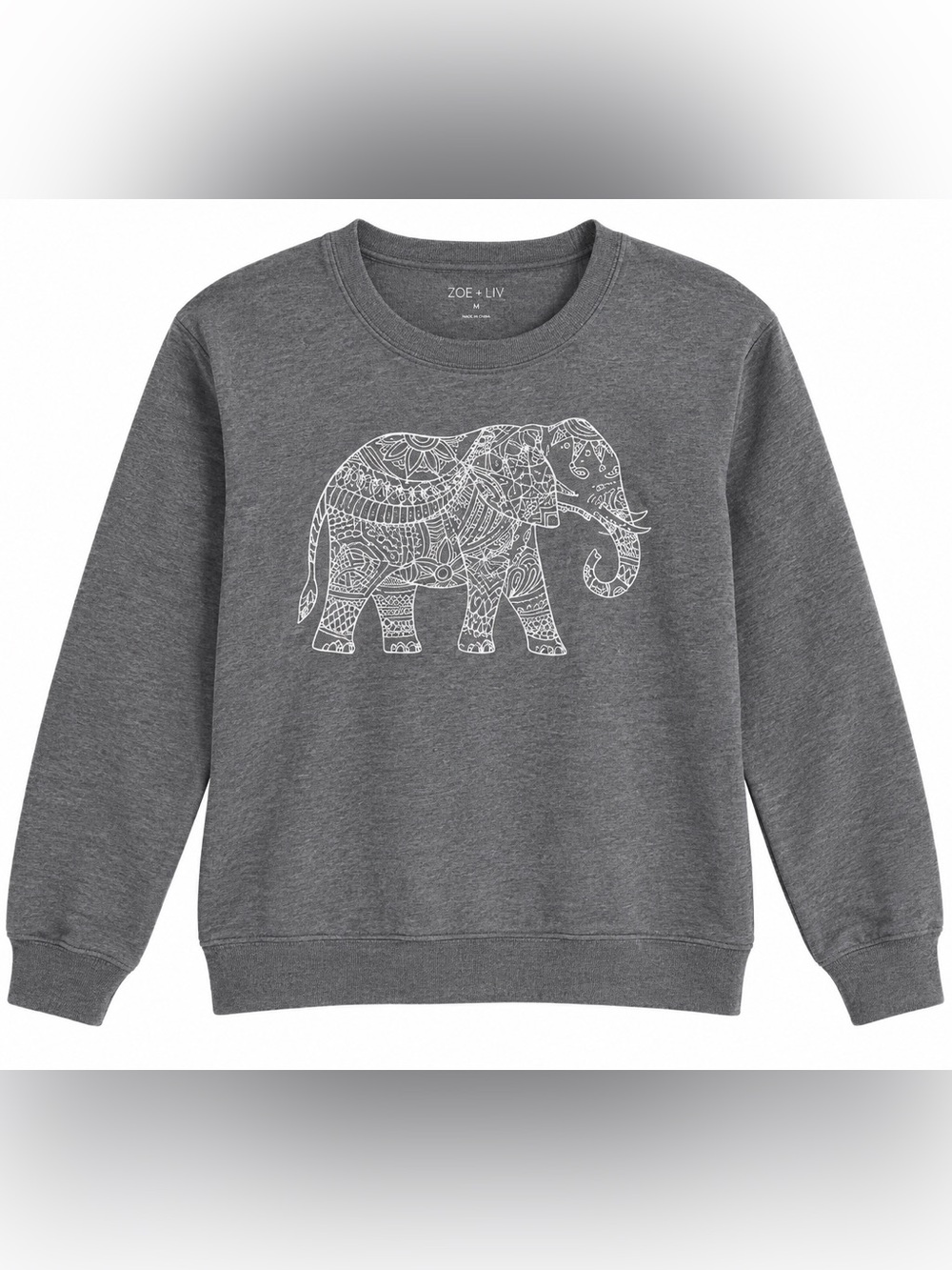 Zoe + Liv elephant gray sweatshirt